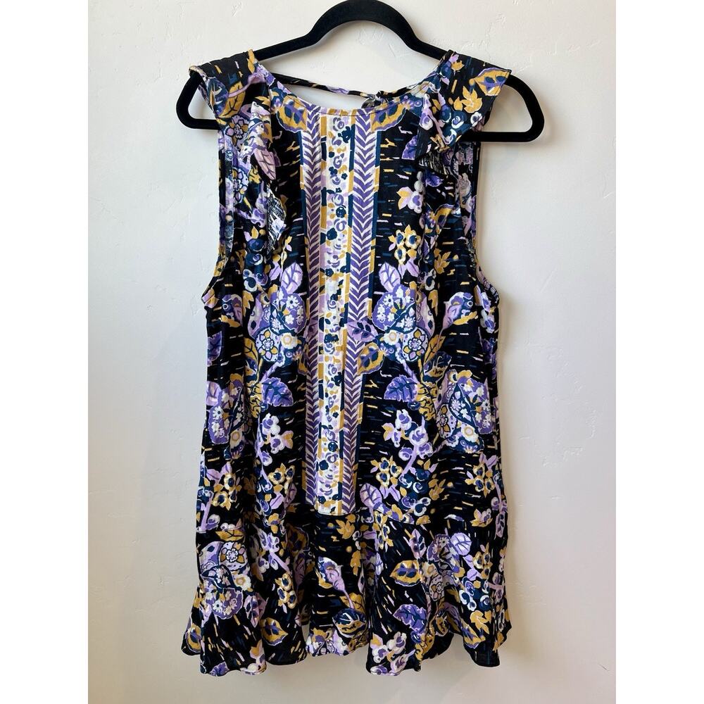 Free People Summer Tulum Tunic Top Ruffle Tie Back Sz Medium Combo Floral - Picture 3 of 8